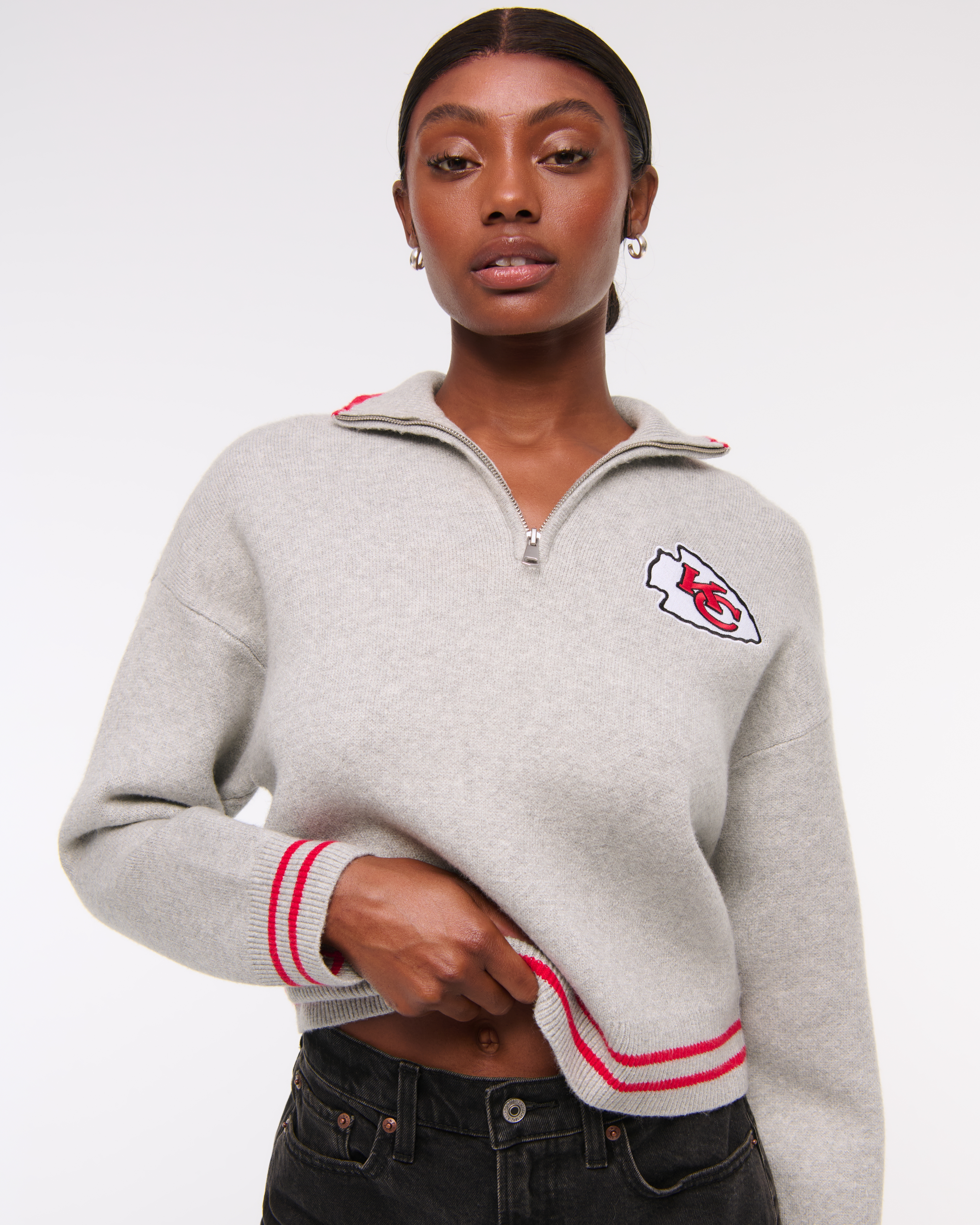 Abercrombie & Fitch Kansas City Chiefs Luxeloft Half-zip In Gray