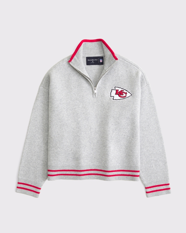 Kansas City Chiefs LuxeLoft Half-Zip, Light Gray - Chiefs view 1