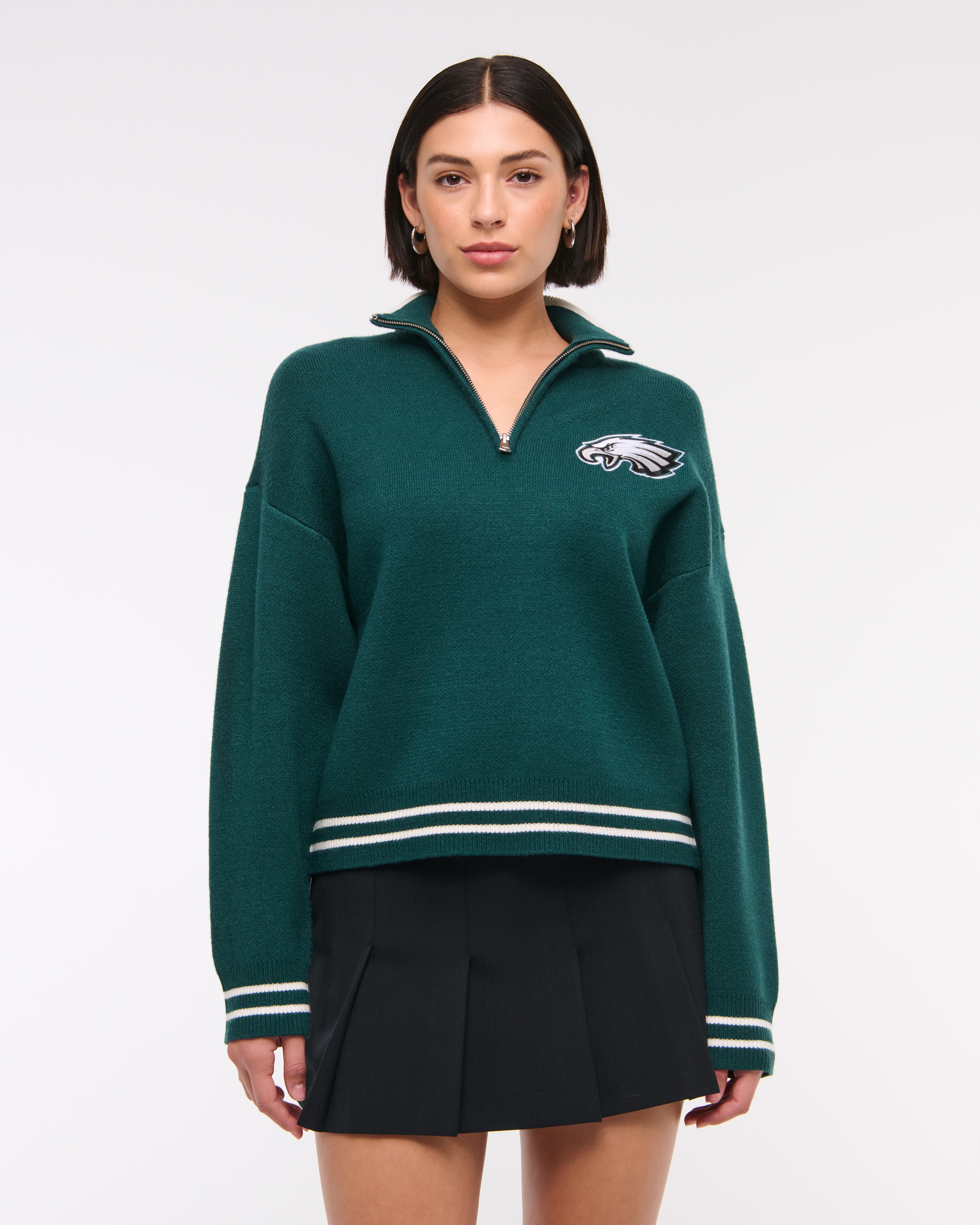 Abercrombie & Fitch Philadelphia Eagles Luxeloft Half-zip In Green