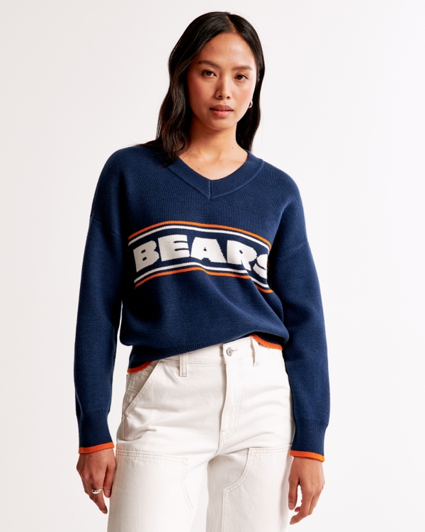 Chicago Bears LuxeLoft V-Neck Sweater, Navy