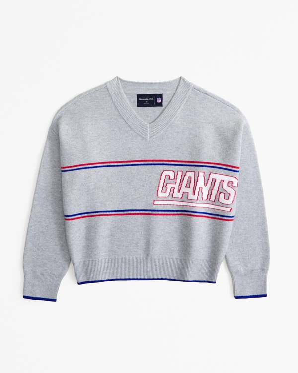 New York Giants LuxeLoft V-Neck Sweater, Gray - Giants view 1
