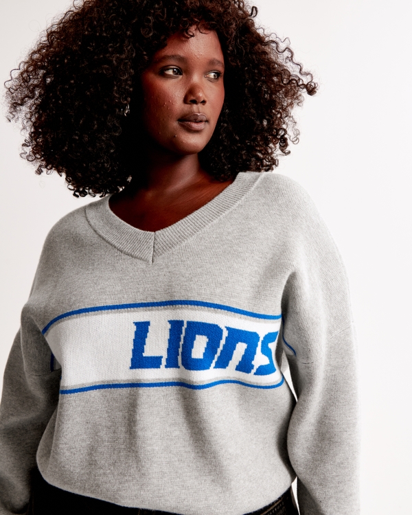 Detroit Lions LuxeLoft V-Neck Sweater, Gray