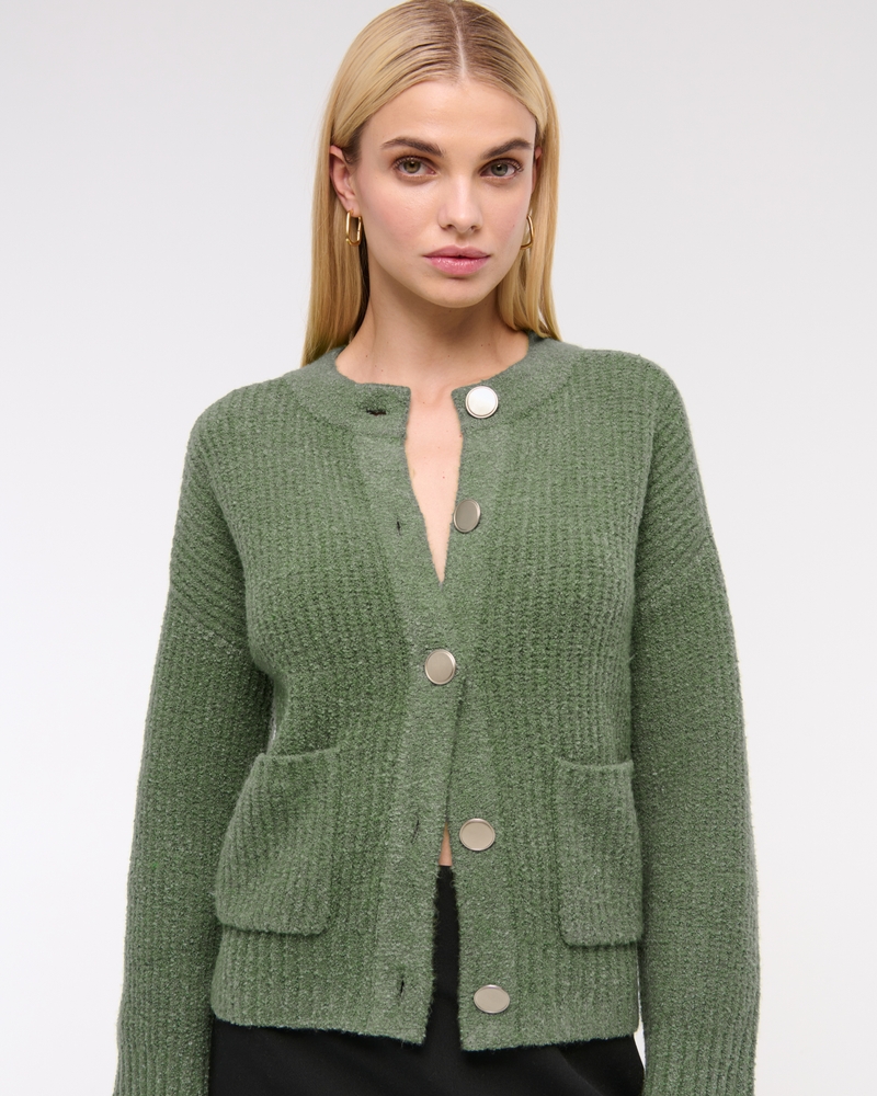 Women's Relaxed Hardware Crew Cardigan | Women's Tops