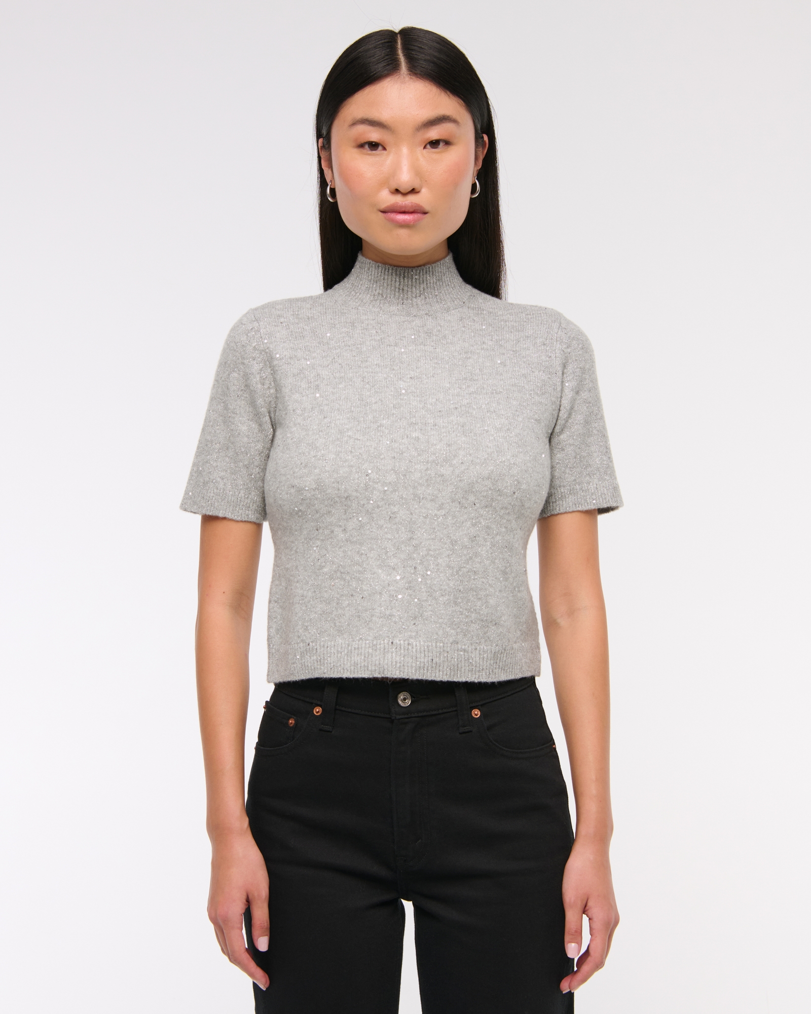 Lurex Mockneck Sweater Tee