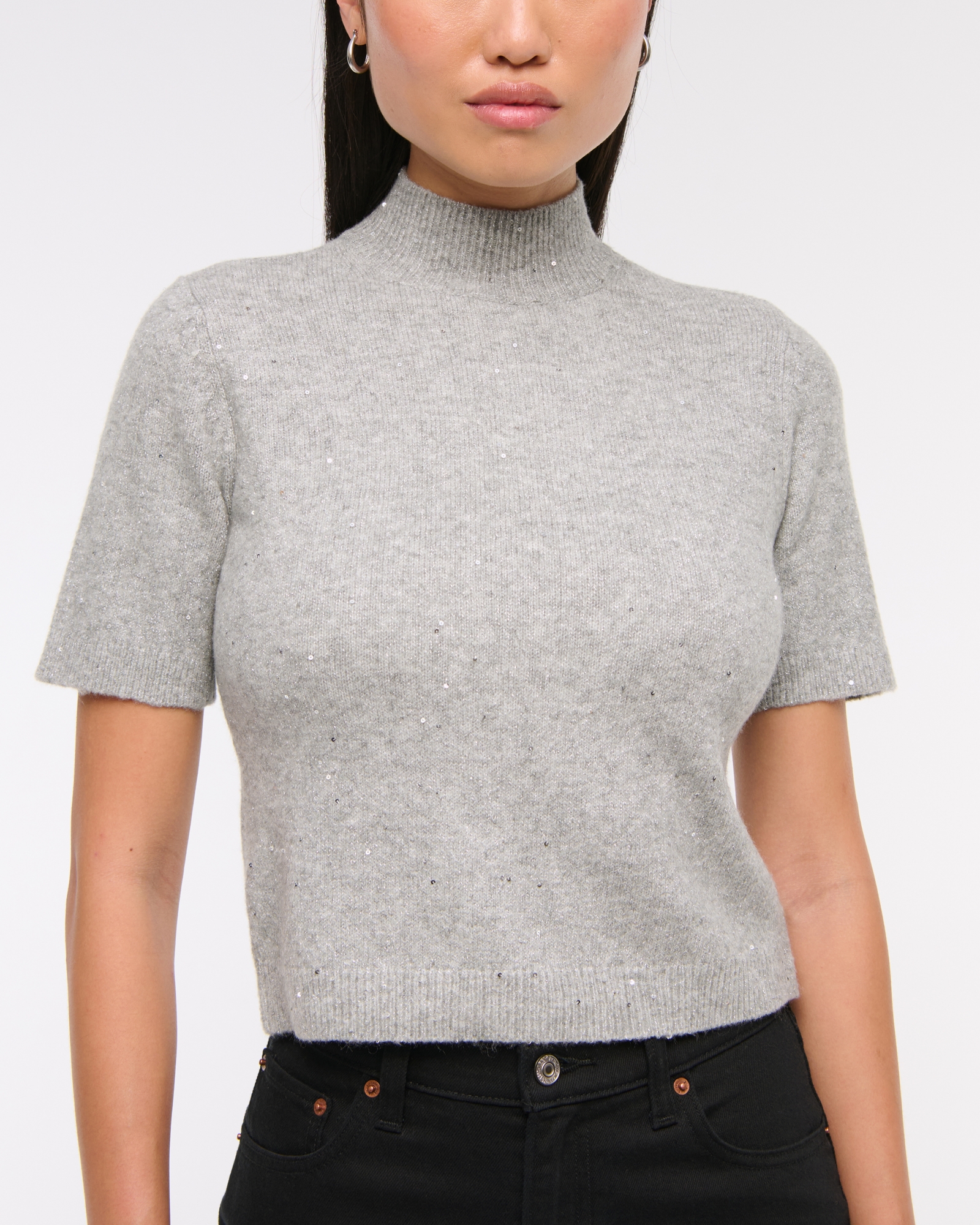 Lurex Mockneck Sweater Tee