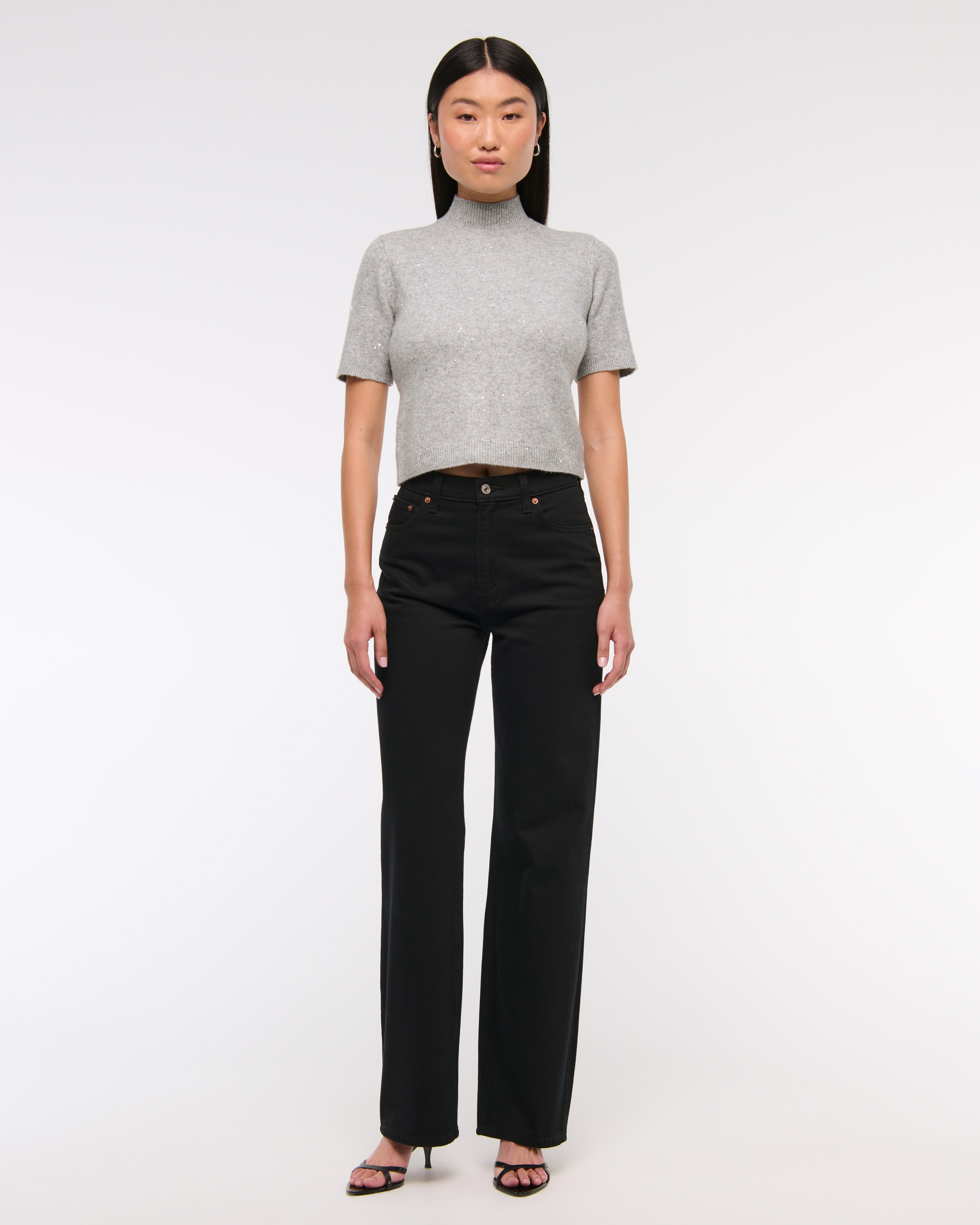 Women's Lurex Mockneck Sweater Tee | Women's Tops