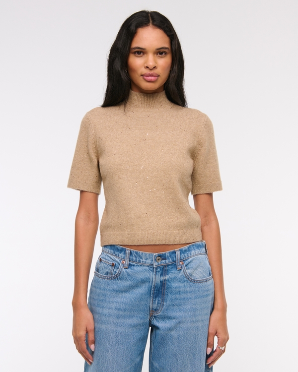 Lurex Mockneck Sweater Tee