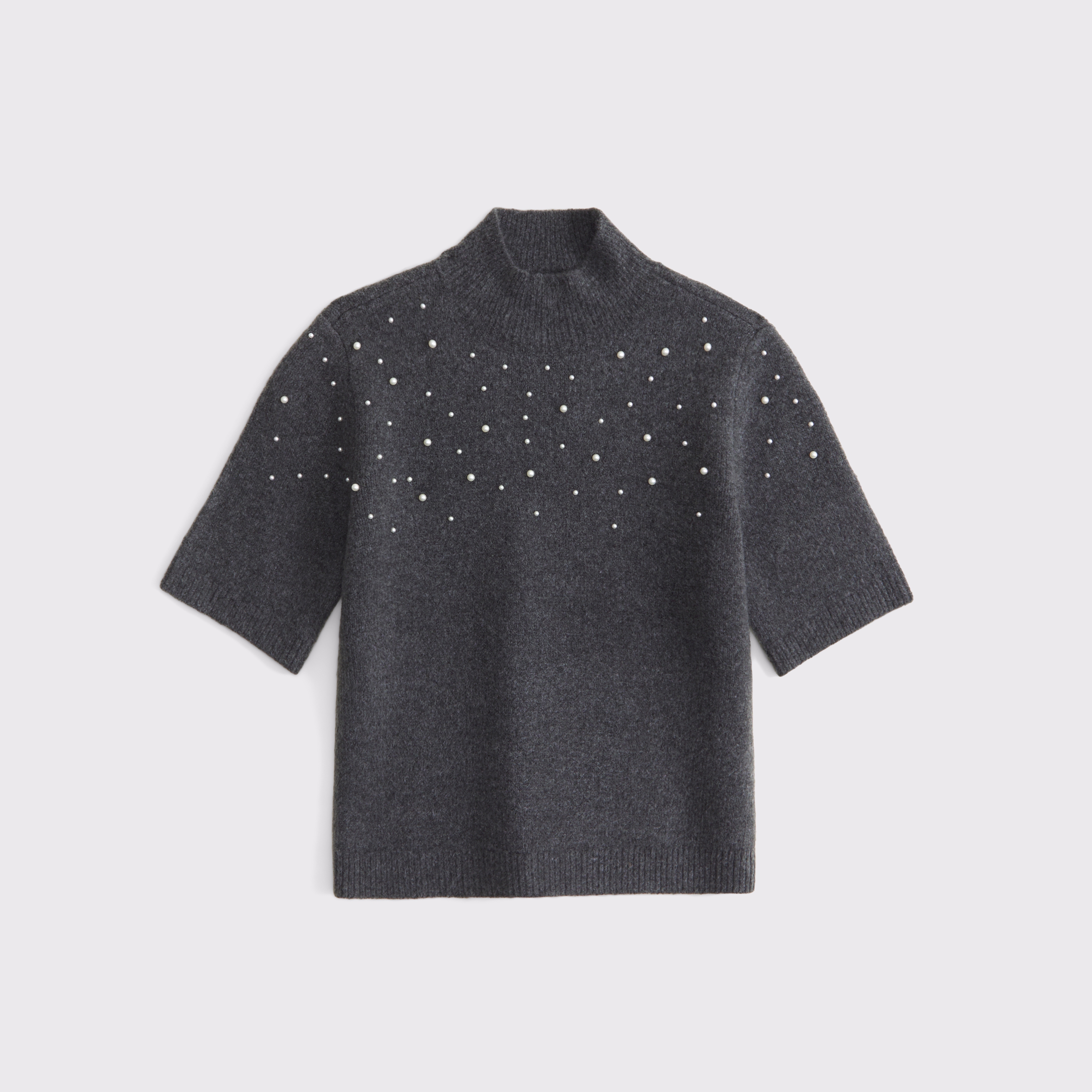 Abercrombie & Fitch Pearl Embellished Mockneck Sweater Tee In Green