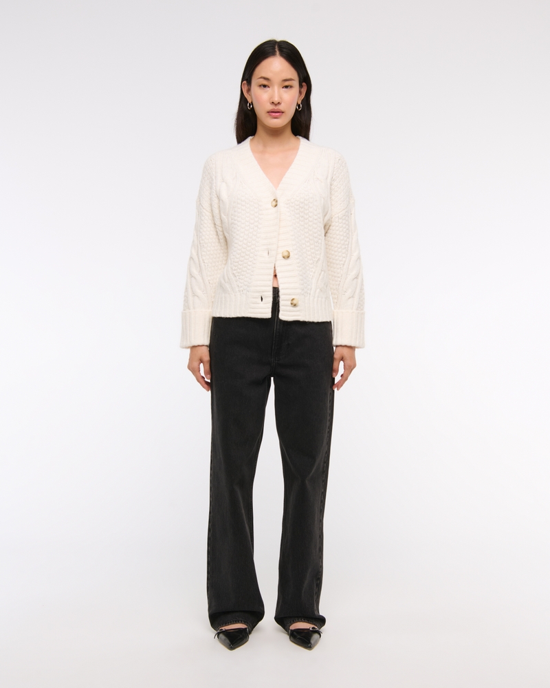 Seed-Stitch Cable Cardigan