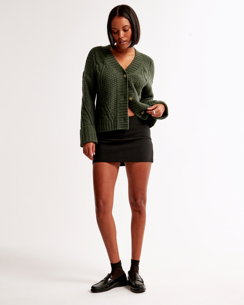 Seed-Stitch Cable Cardigan