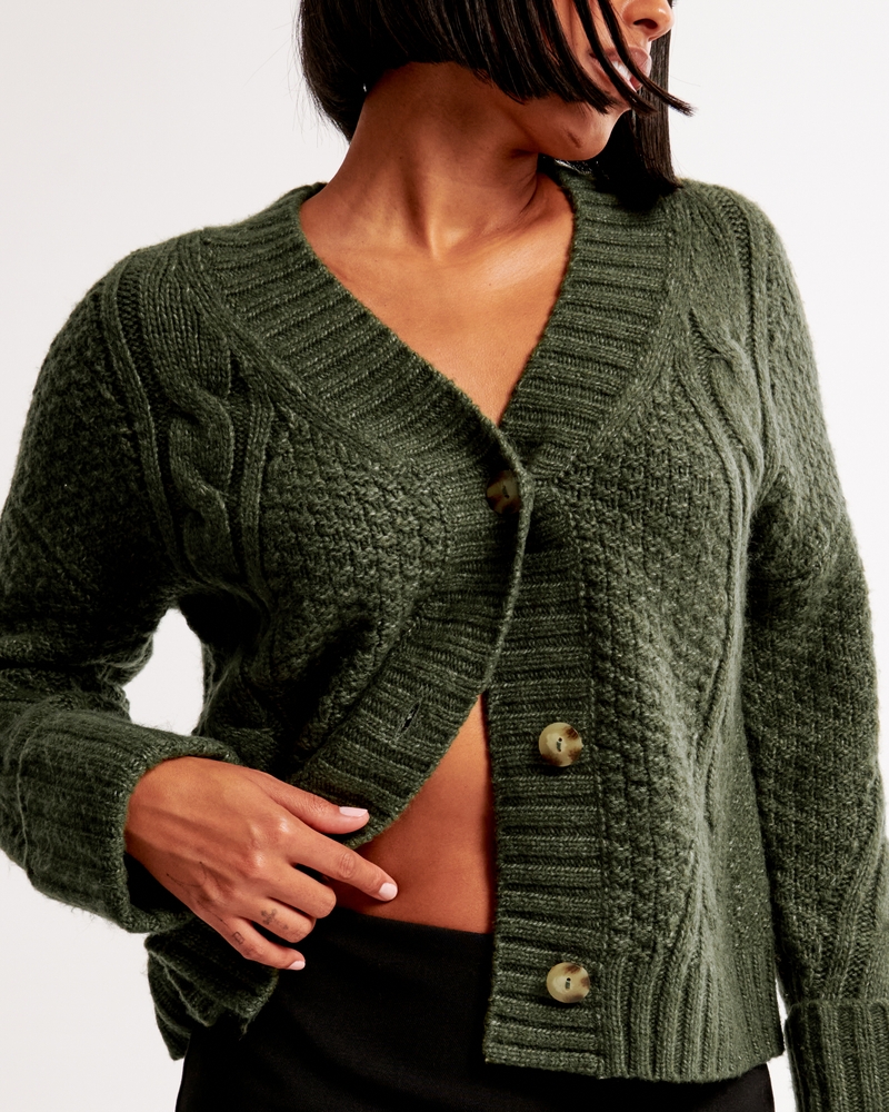 Seed-Stitch Cable Cardigan