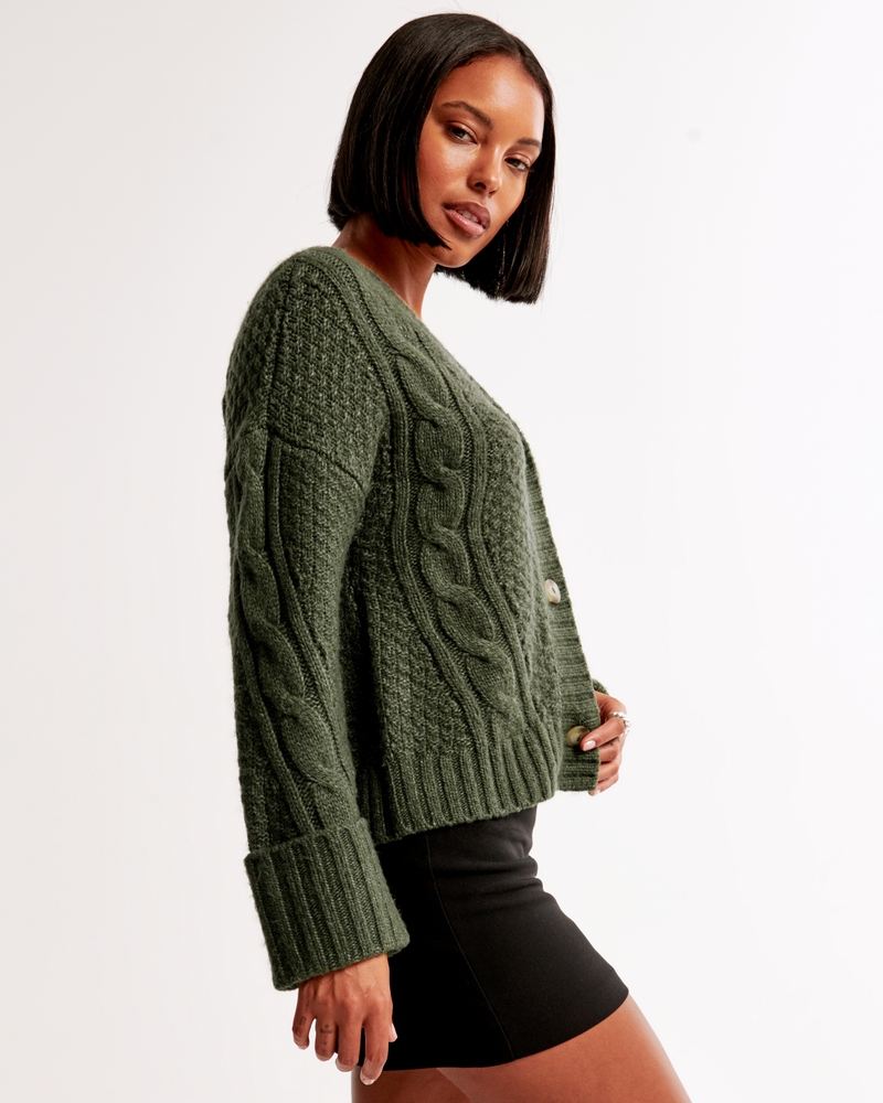 Seed-Stitch Cable Cardigan