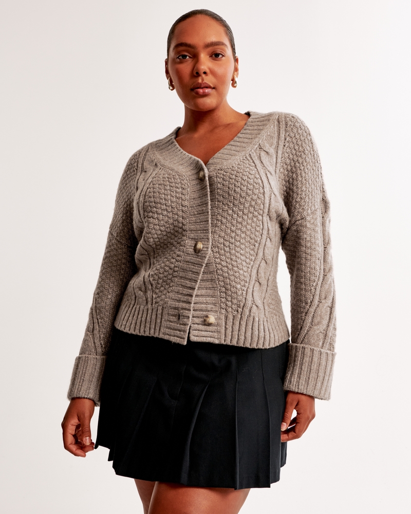 Seed-Stitch Cable Cardigan