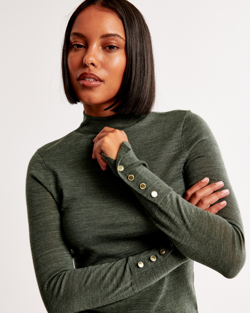 Merino Wool Turtleneck Womens Shirt Women's Merino Wool Button
