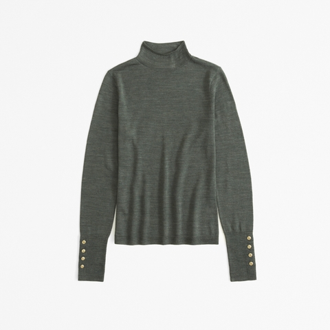 Женские топы Abercrombie & Fitch Merino Wool Button Sleeve Mockneck Top
