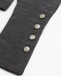 Merino Wool Button Sleeve Mockneck Top
