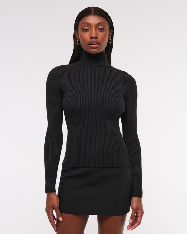 LuxeLoft Slim Ribbed Turtleneck Top