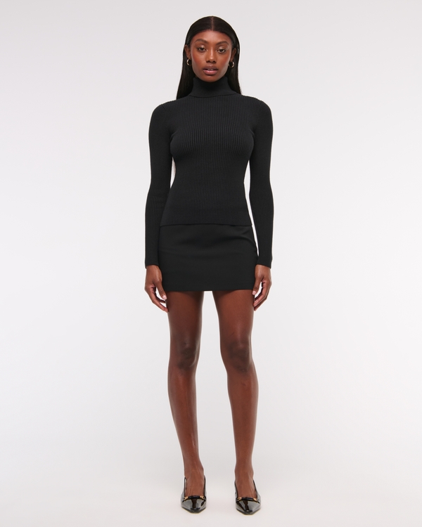 LuxeLoft Slim Ribbed Turtleneck Top