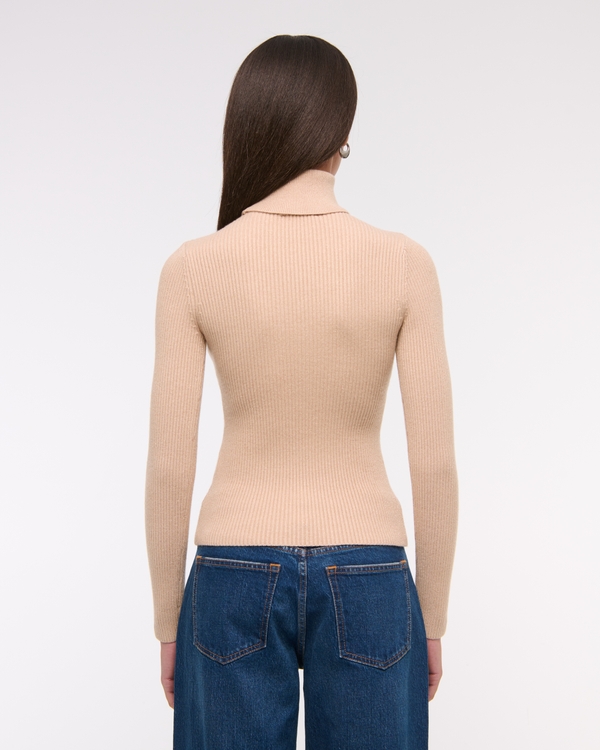 LuxeLoft Lurex Slim Ribbed Turtleneck Top
