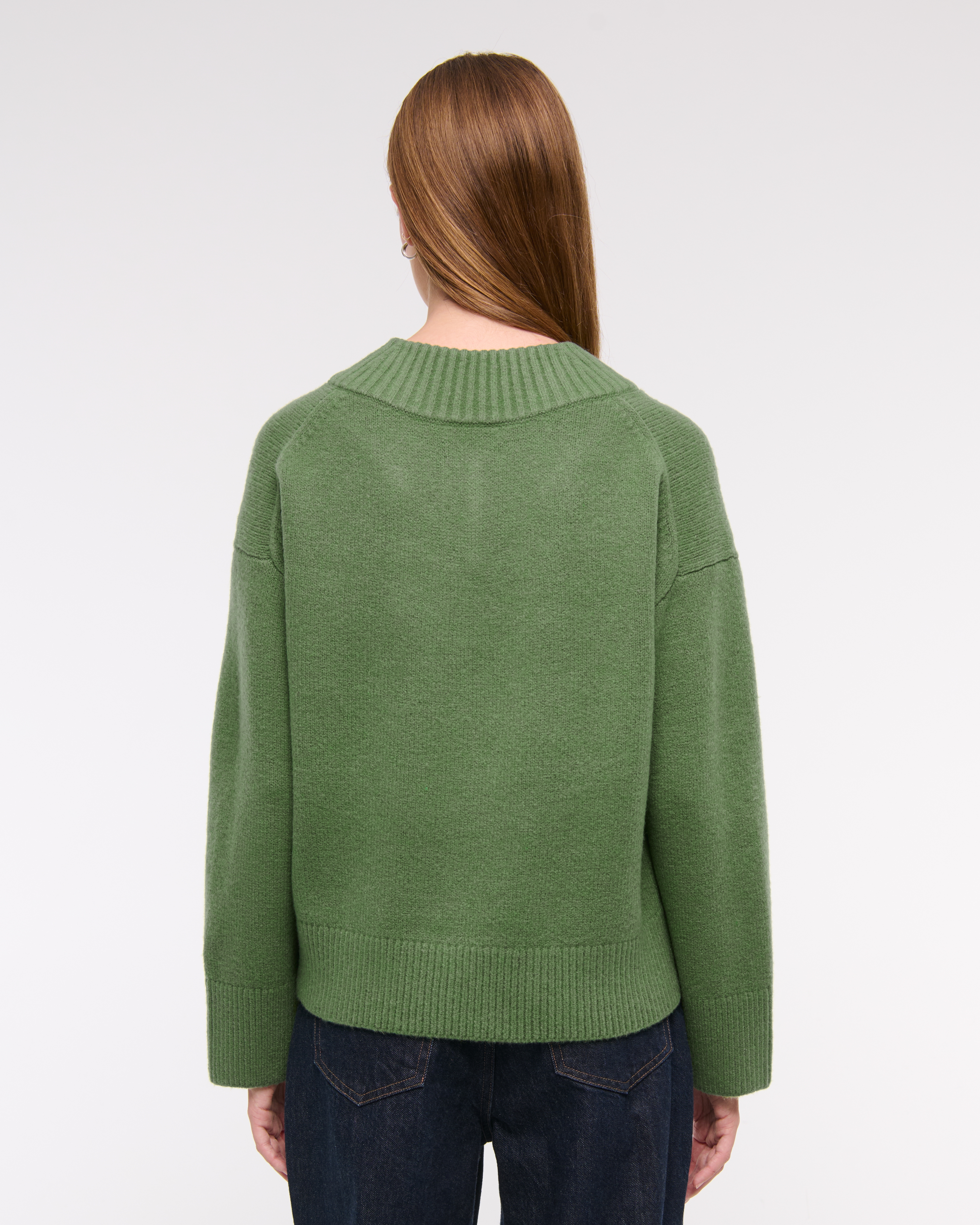 Abercrombie & Fitch High V-neck Sweater In Green