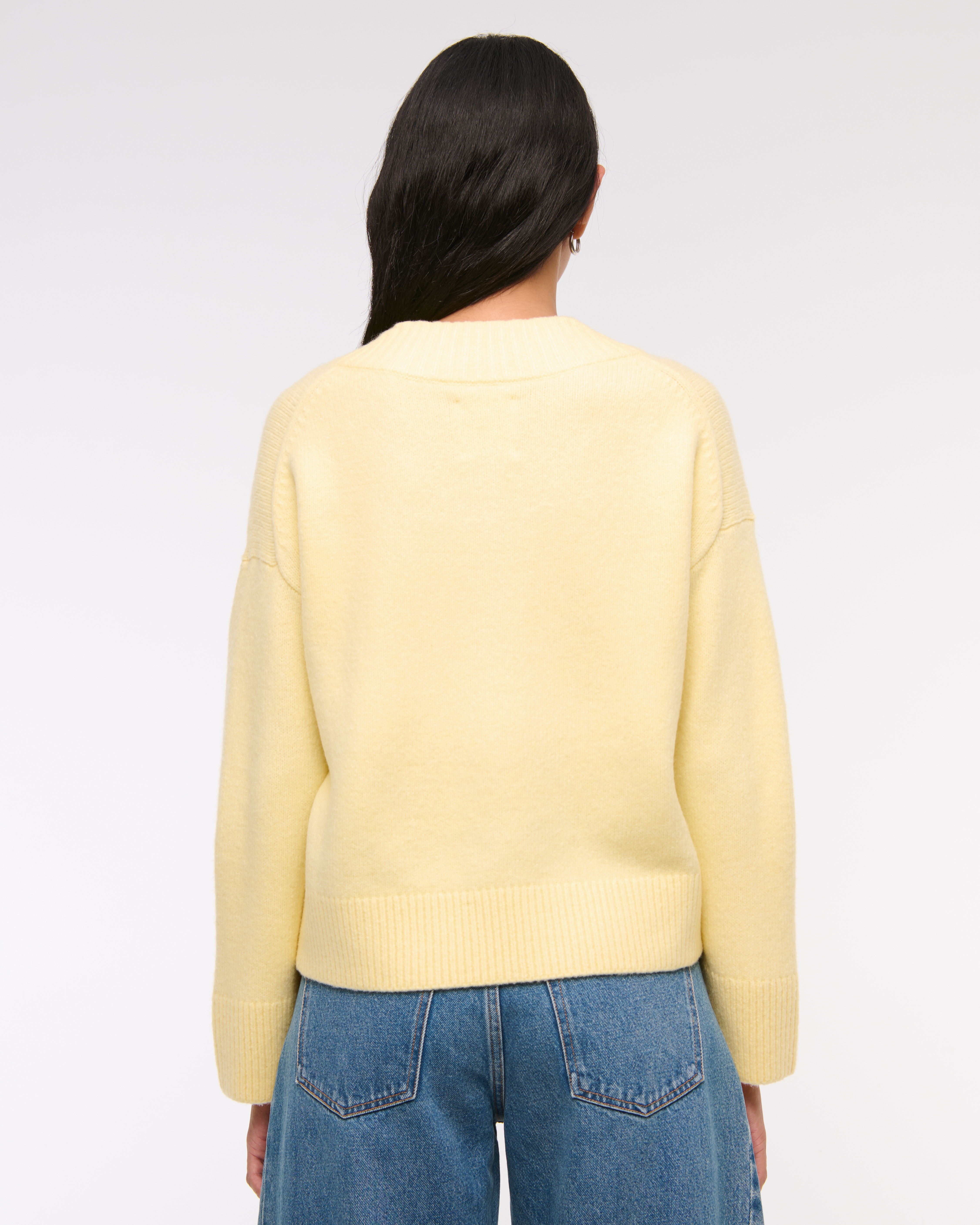 Abercrombie & Fitch High V-neck Sweater In Yellow