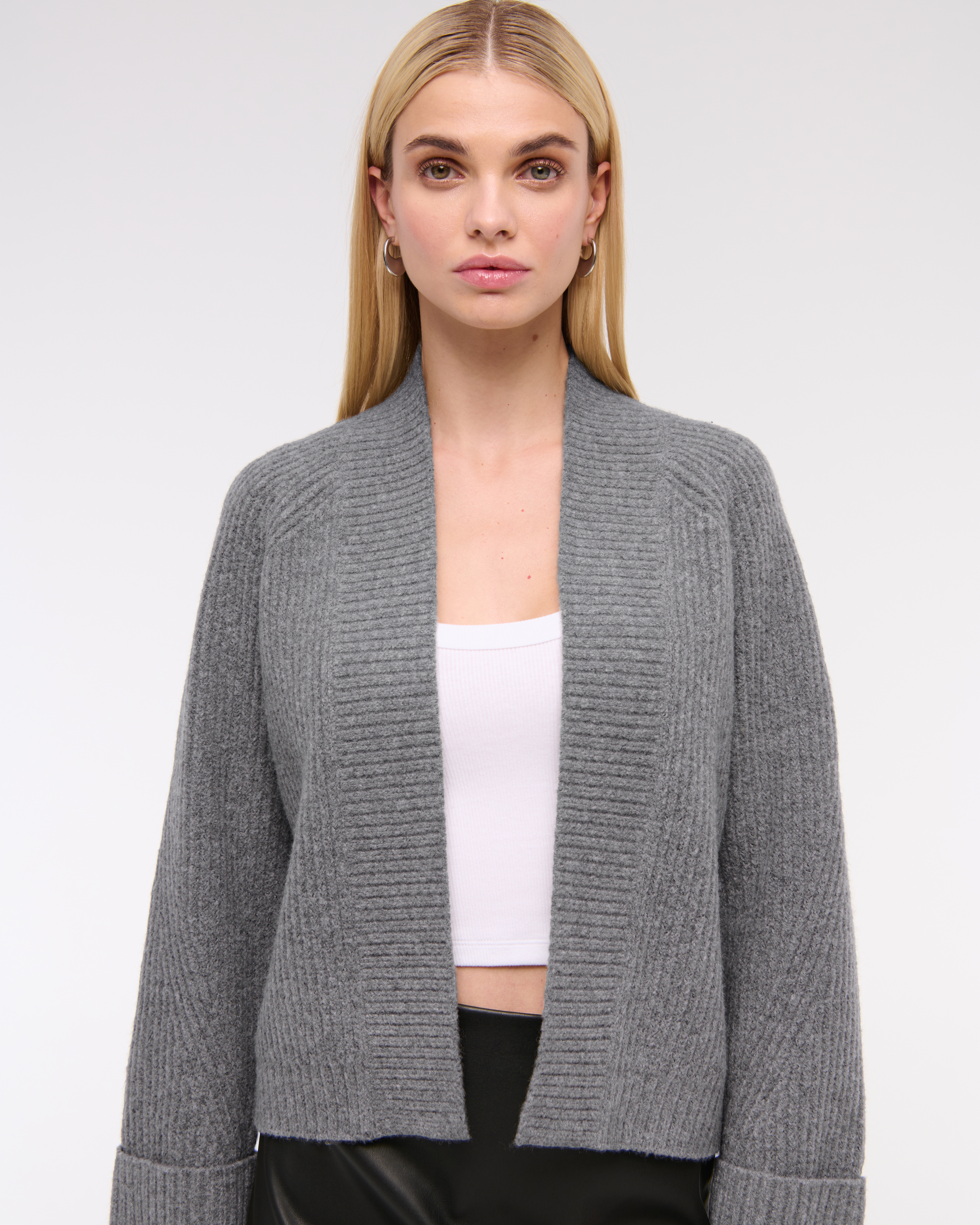 Women's Ribbed Non-Closure Cardigan | Women's Clearance