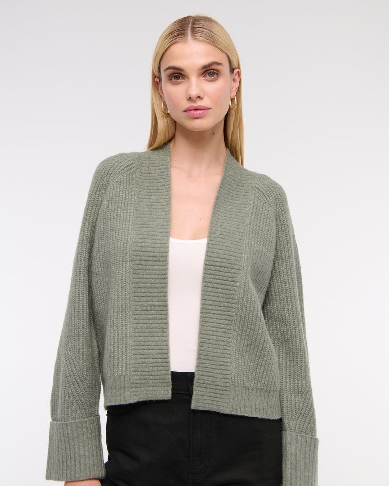 Ribbed Non-Closure Cardigan