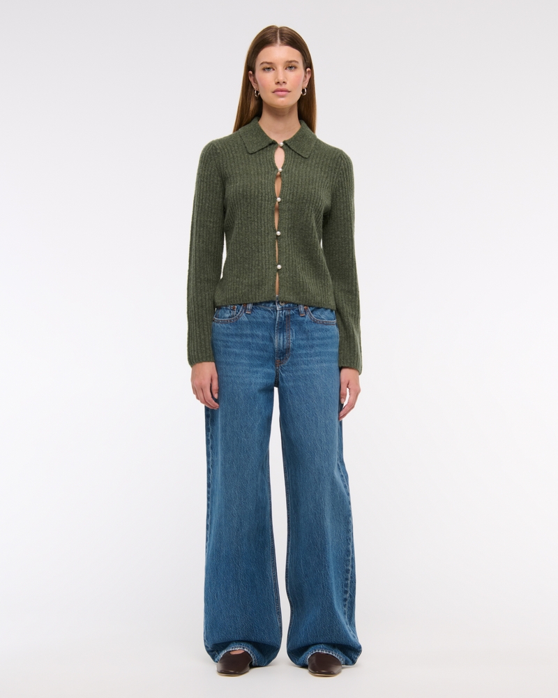 Pearl Button Collared Cardigan