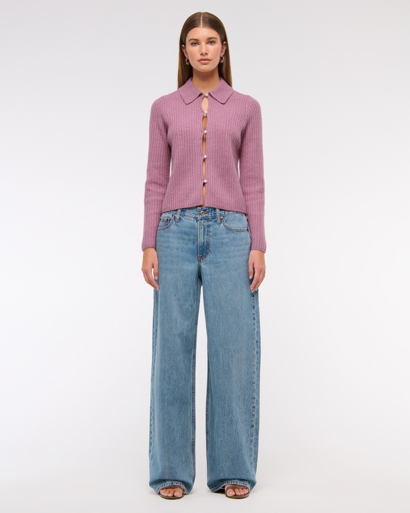 Pearl Button Collared Cardigan
