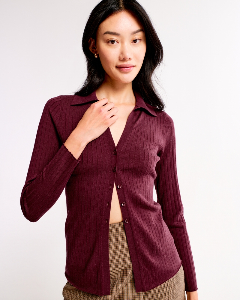 Merino Wool Slim Collared Top