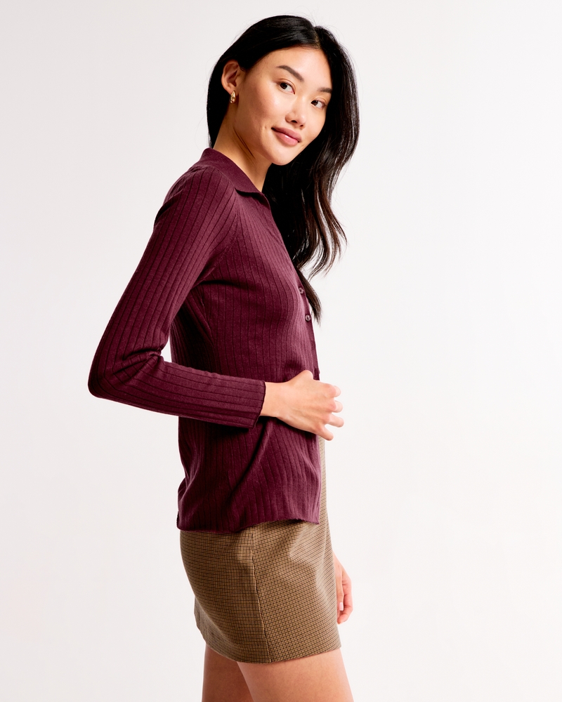 Merino Wool Slim Collared Top