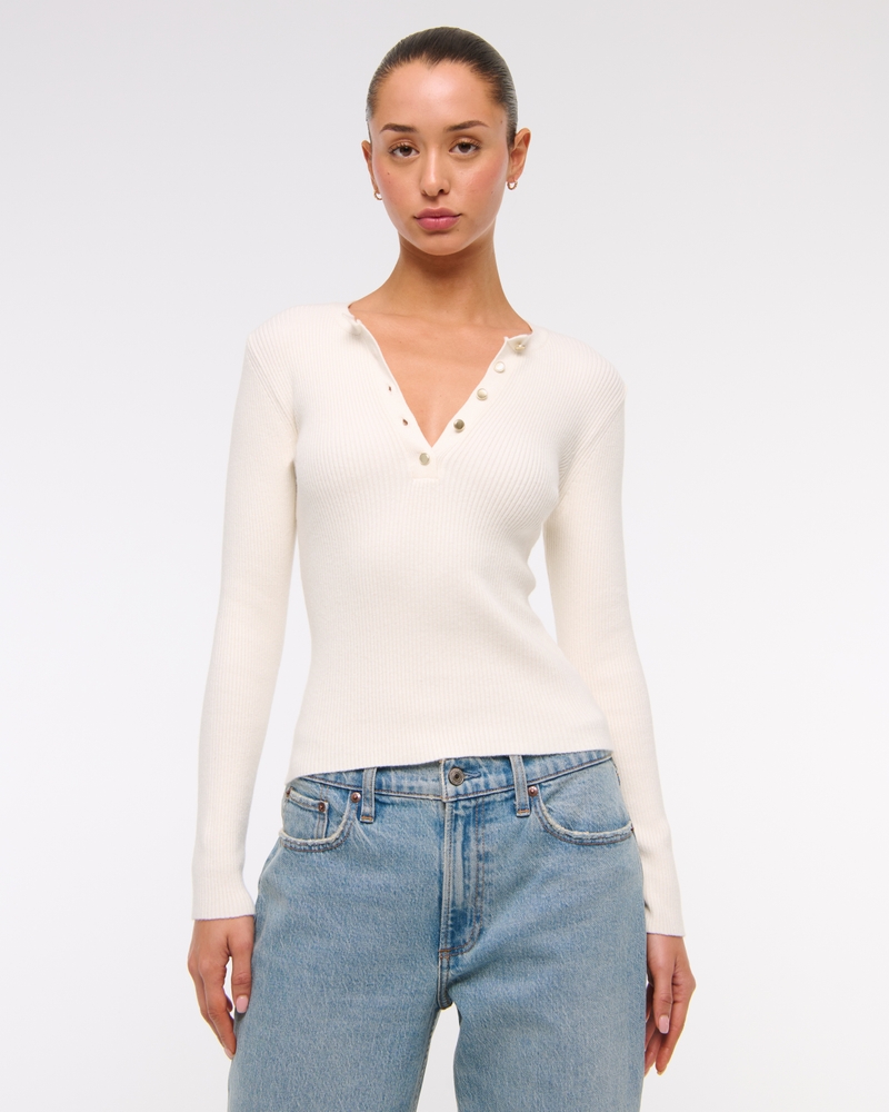 Slim Henley Sweater Top