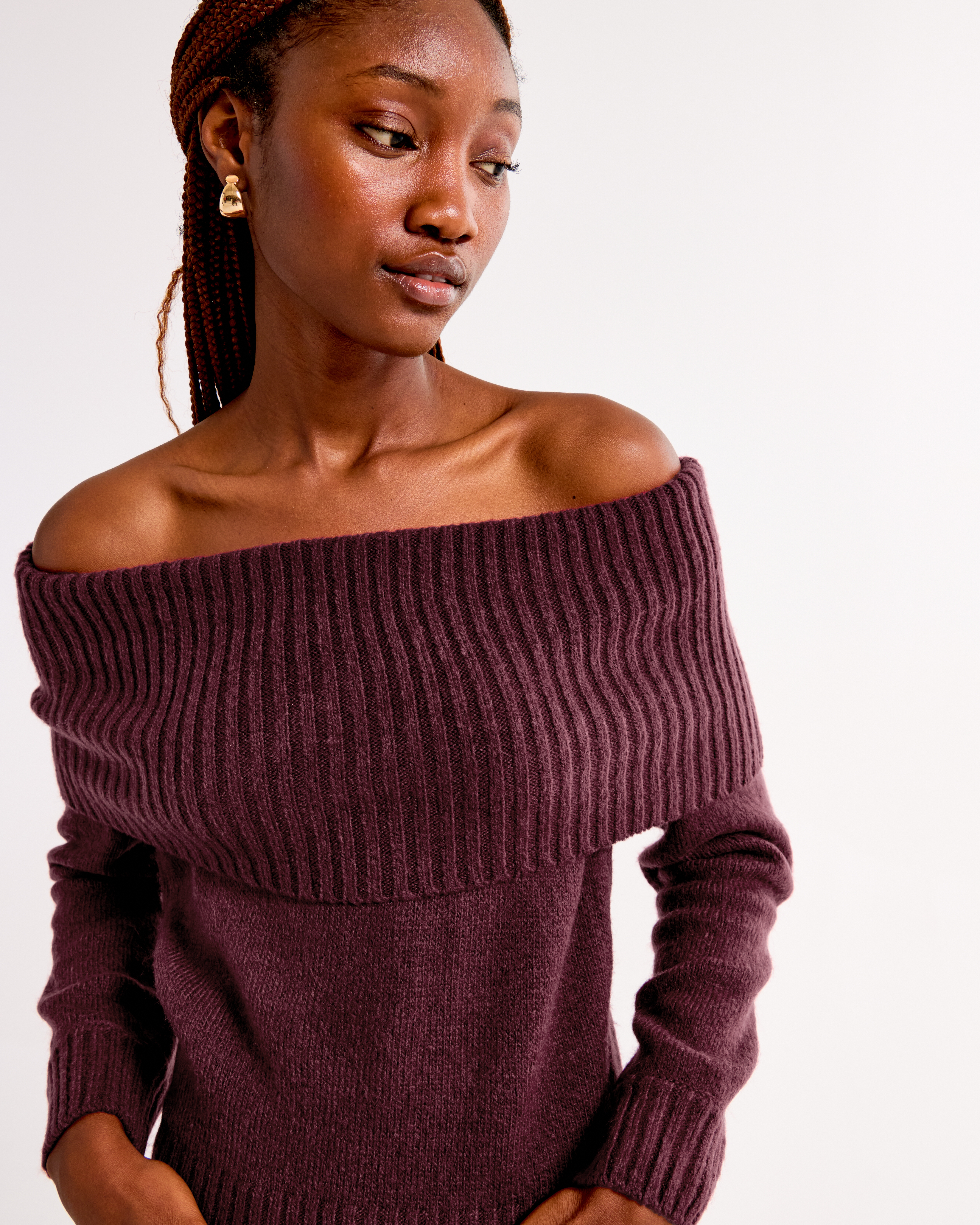 Off one shoulder sweater best sale