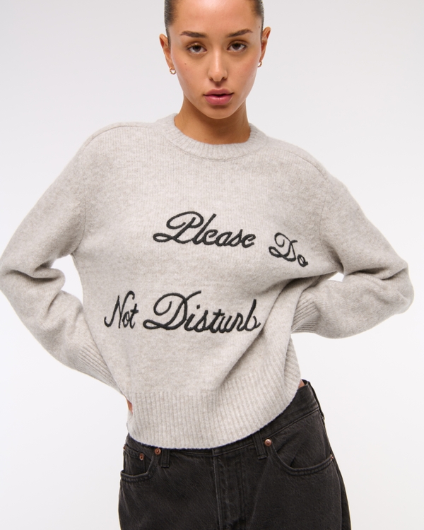 The A&F Madeline Crew Sweater, Taupe view 1