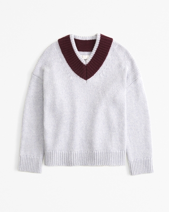 100% Merino Wool V-Neck Sweater for Women
