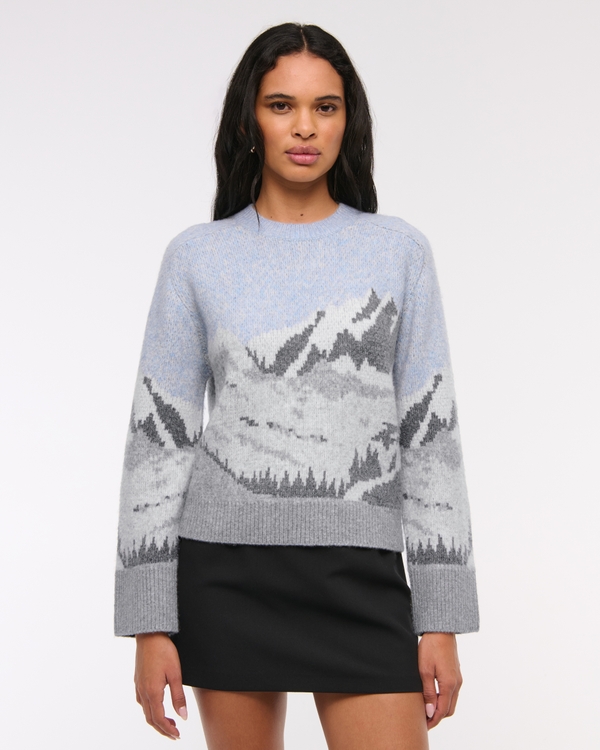 The A&F Madeline Crew Sweater, Gray Pattern view 1