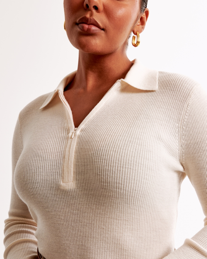 Merino Wool Half-Zip Polo