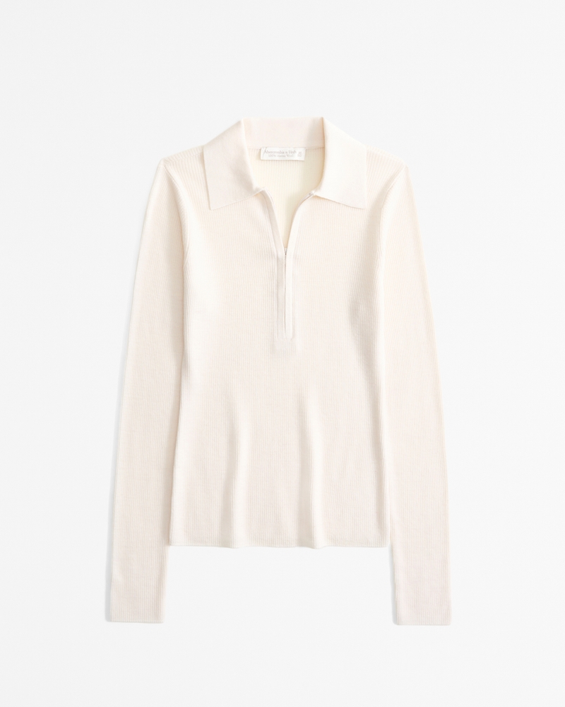 Merino Wool Half-Zip Polo