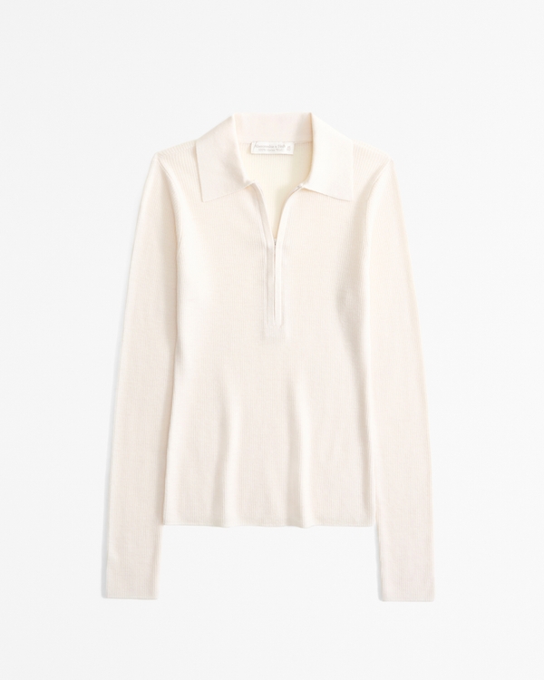Merino Wool Half-Zip Polo