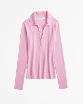 Merino Wool Half-Zip Polo