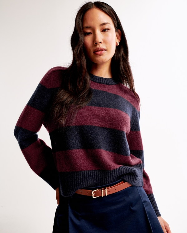 The A&F Madeline Crew Sweater, Navy Stripe