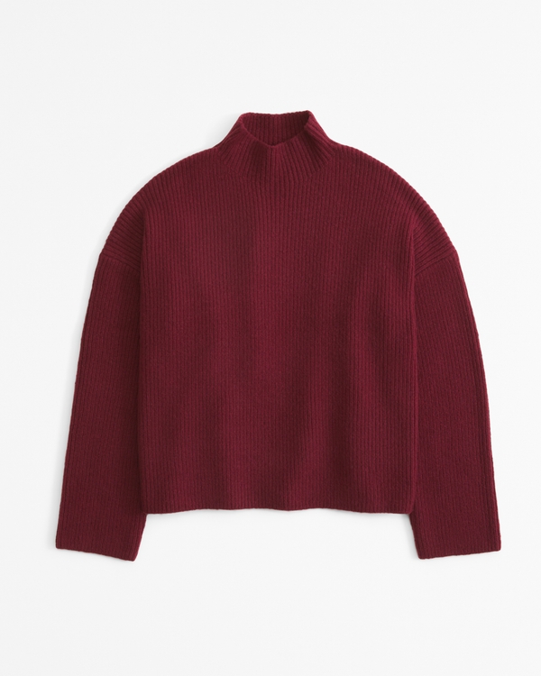 Easy Funnel Neck Sweater, Dark Crimson