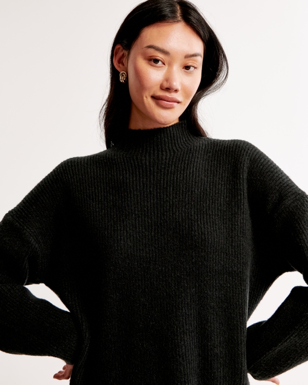 Easy Funnel Neck Sweater, Black