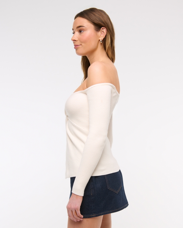 Off-The-Shoulder Twist Sweater Top
