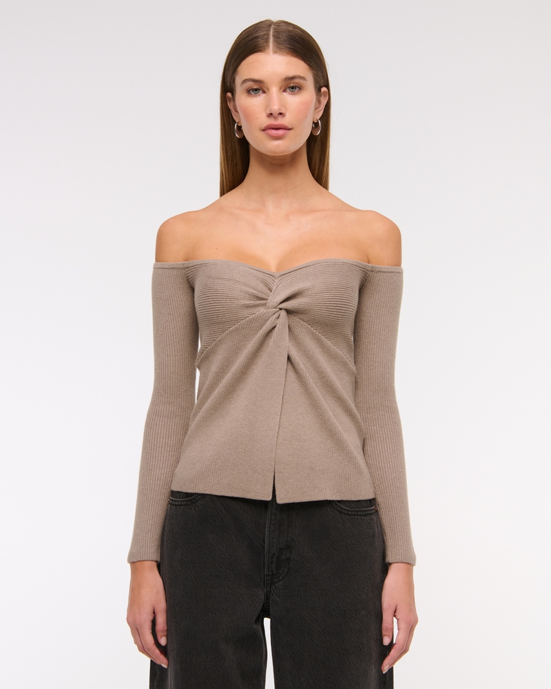 Twist Off Shoulder Strapless Shoulder Sweaters Twist Off Shoulder Strapless Shoulder Sweaters