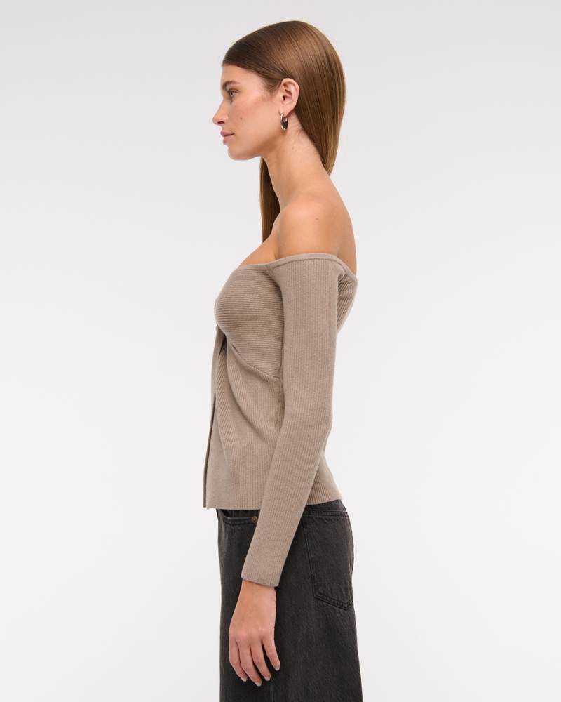 Off-The-Shoulder Twist Sweater Top