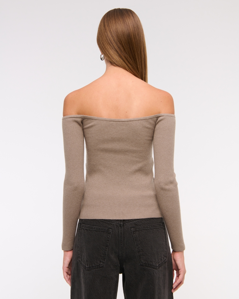 Off-The-Shoulder Twist Sweater Top
