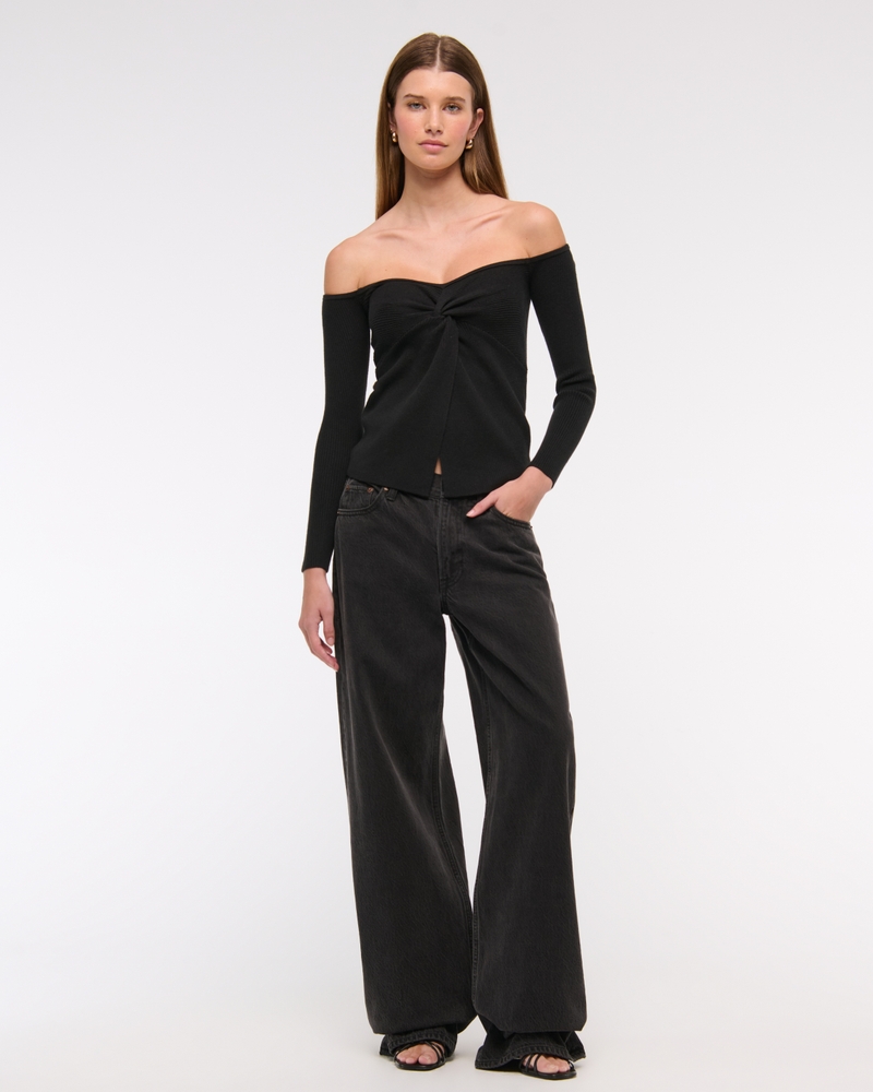 Twist Off Shoulder Strapless Shoulder Sweaters Twist Off Shoulder Strapless Shoulder Sweaters