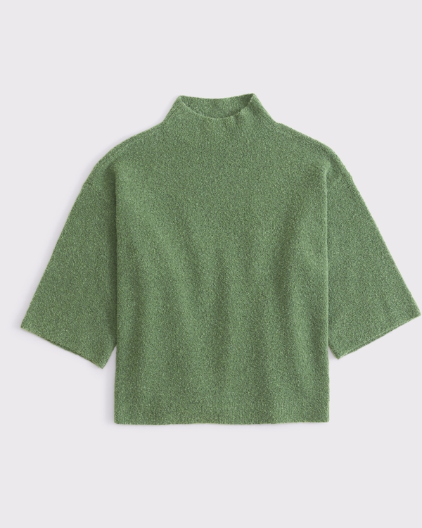 Boucle Mockneck Sweater Tee, Green view 1