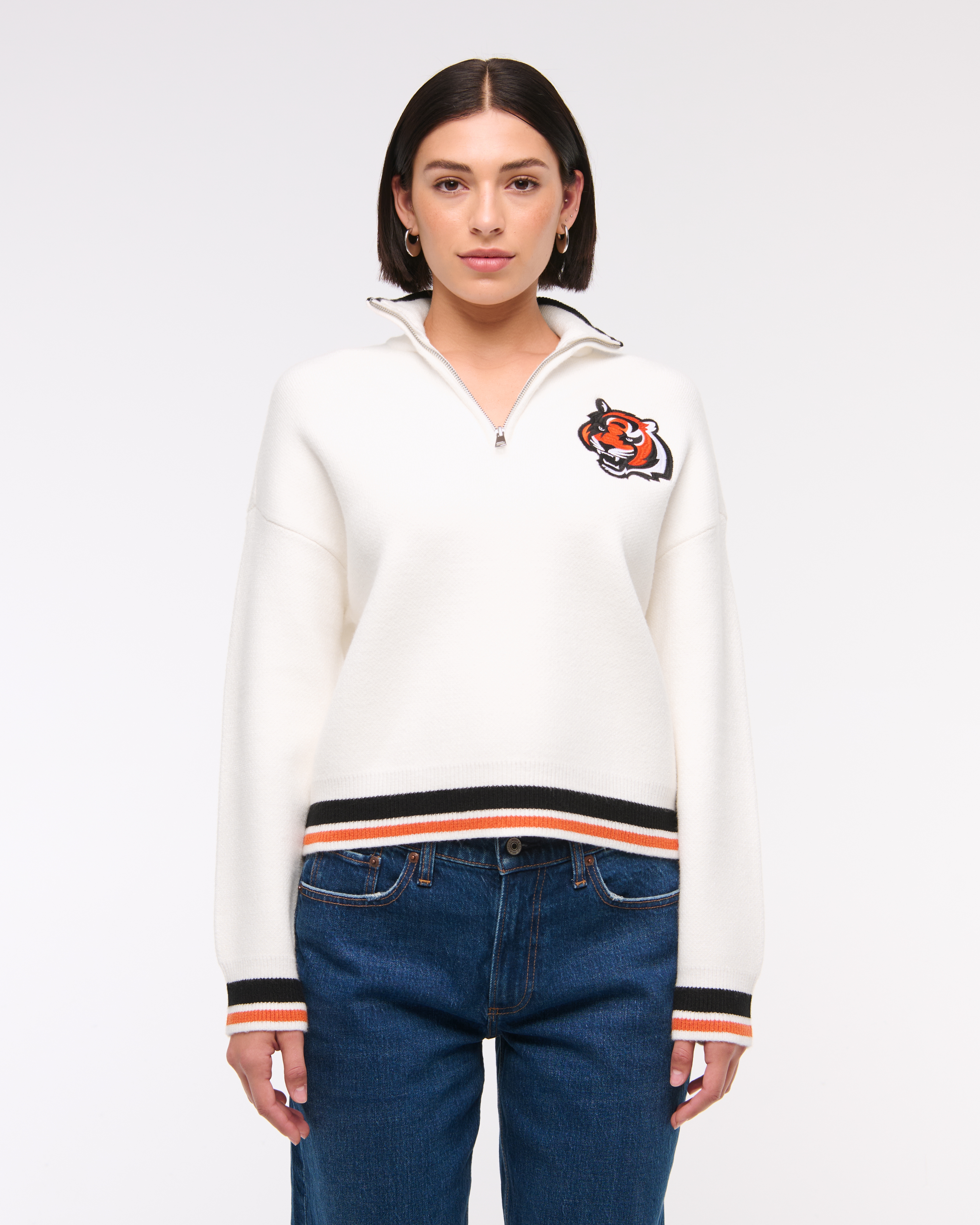 Abercrombie & Fitch Cincinnati Bengals Luxeloft Half-zip In Neutral